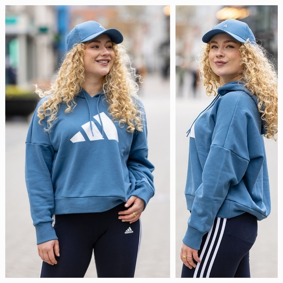 ADIDAS three bar 3B logo orbit hoodie sweatshirt in violet blue flattering fit - Picture 7 of 17